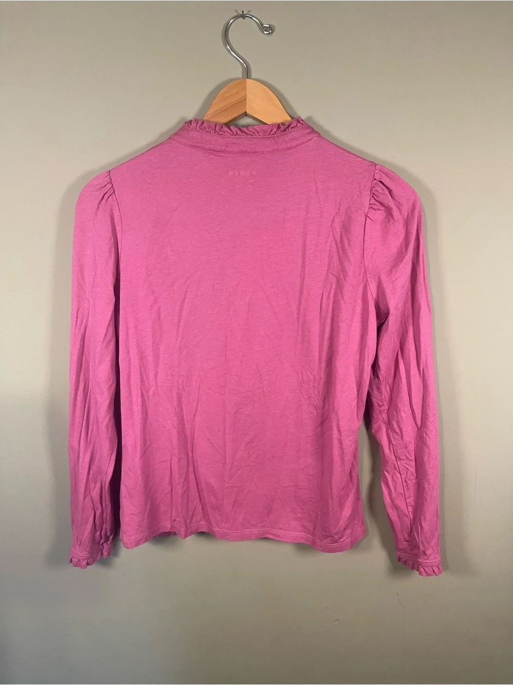 Boden Pink Supersoft Frill Henley Long Sleeve Top-US 8